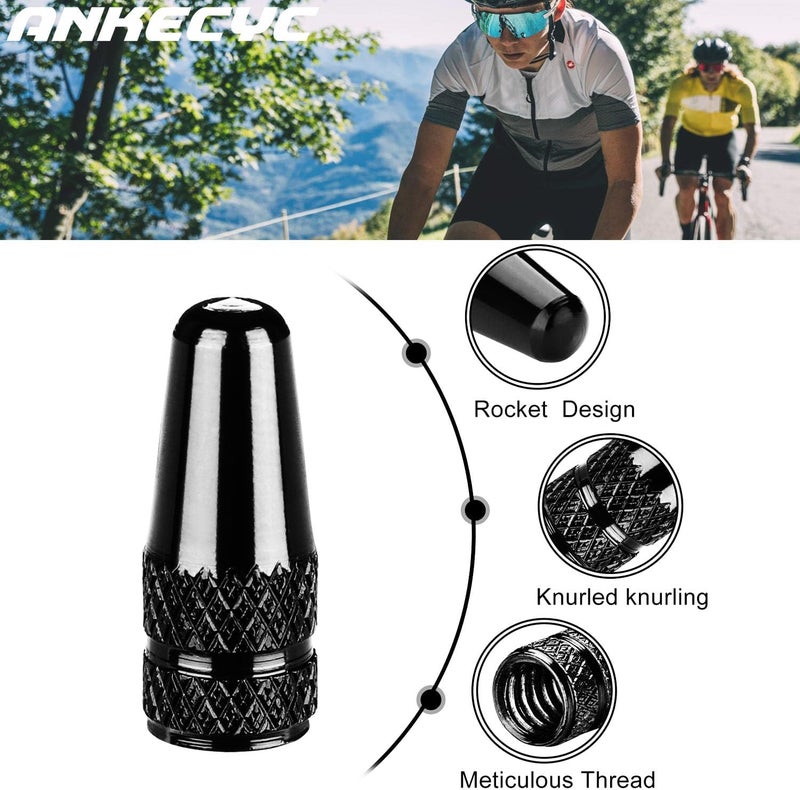 ANKECYC Aluminum Bike Presta Valve Caps Black for Bike Tire Valve Stem Covers Fit Presta/French Valves on MTB, Mountain Bike, Cycling Road Bike, Hybrid Bike, Bicycle (4 Pack) - Image 3